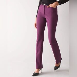 WHBM Curvy-Fit Comfort Stretch Slim Bootcut Pants Color Empire Plum Size 6 SHORT
